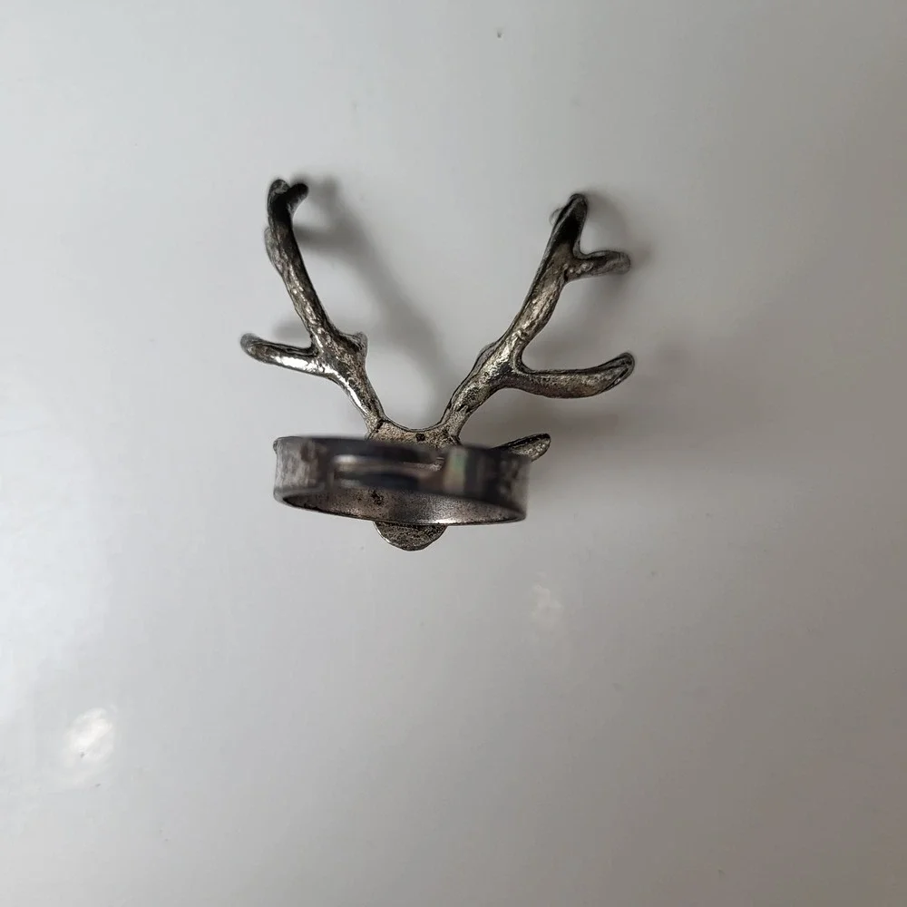 Reindeer Ring Box of 12 Silver Tone Metal Deer Head‎ Christmas Holiday Jewel